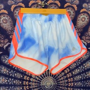 Adidas cloud athletic shorts w/ peach detailing